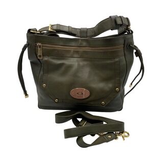 Pied A Terre Olive Green Leather Shoulder Bag Hobo Baguette Purse
